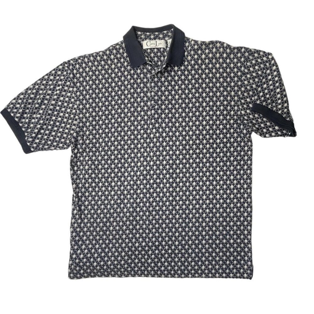 CYPRESS LINKS Golf Wear Men's Polo Shirt Size‎ Large Navy Ivory Diamonds